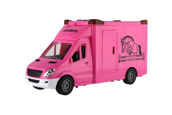 Jouet transporteur de chevaux rose avec effets