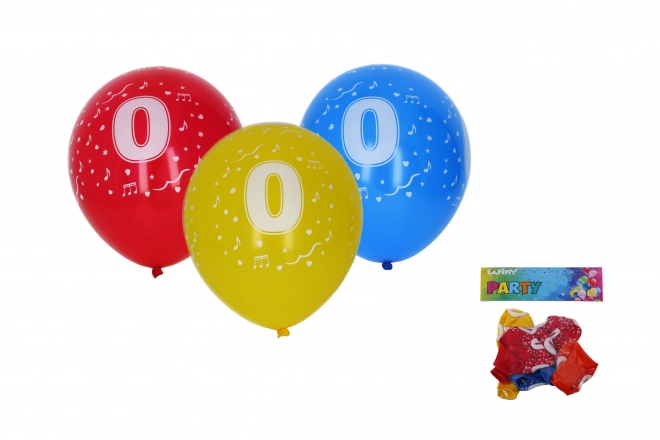 Inflatable Balloons 30cm - Set of 5 with Number 0