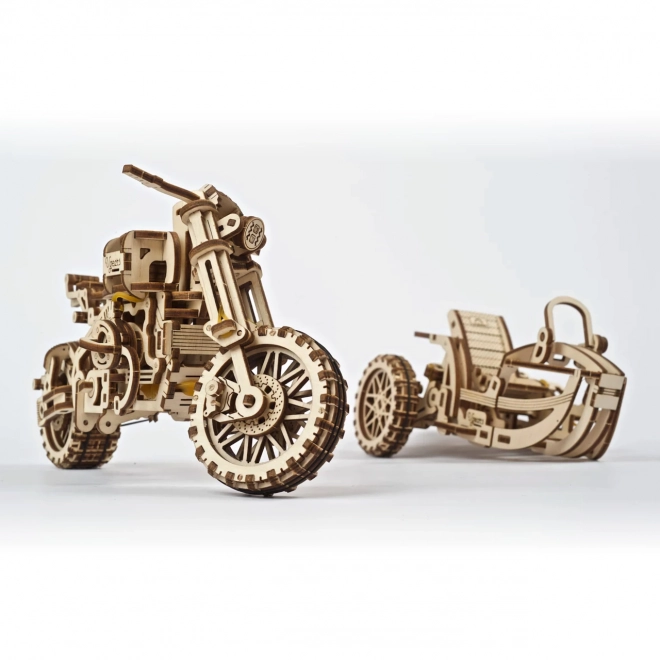 Ugears 3D Wooden Mechanical Puzzle Motorcycle with Sidecar