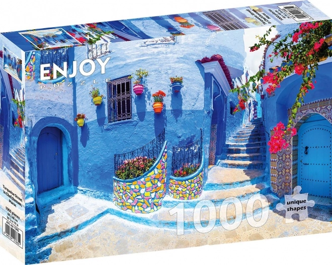 Enjoy Puzzle Turquoise Street in Chefchaouen, Morocco 1000 Pieces