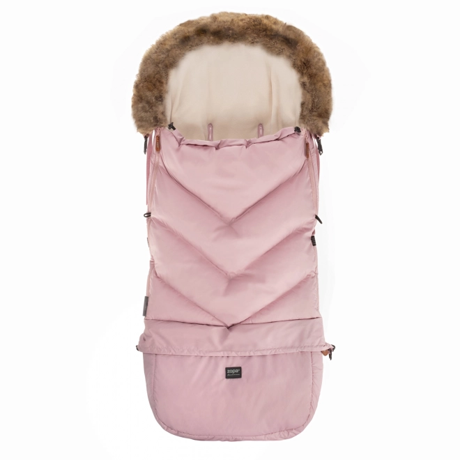 Winter Footmuff Fluffy Combi in Old Pink