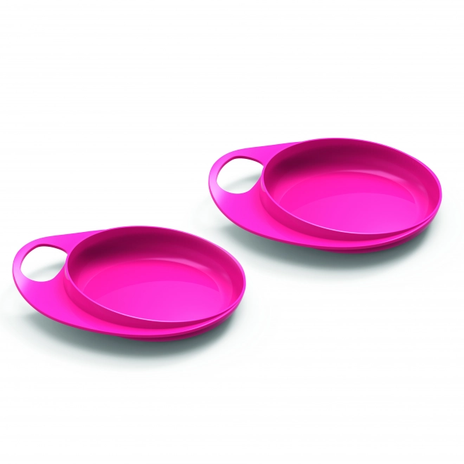 Raised Edge Plates Set Pastel Pink