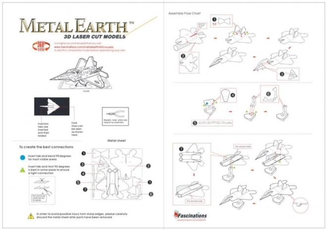 Metal Earth 3D Puzzle - F-22 Raptor Fighter Jet