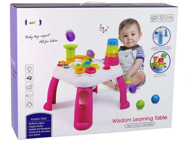 Interactive Educational Table with Ball Slide Pink