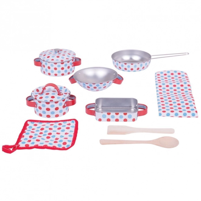 Bigjigs Toys Polka Dot Cookware Set