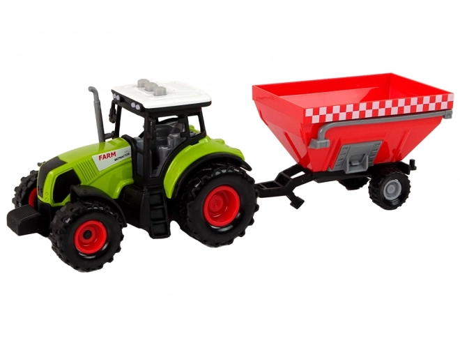 Green Farm Tractor with Detachable Grain Trailer and Sound