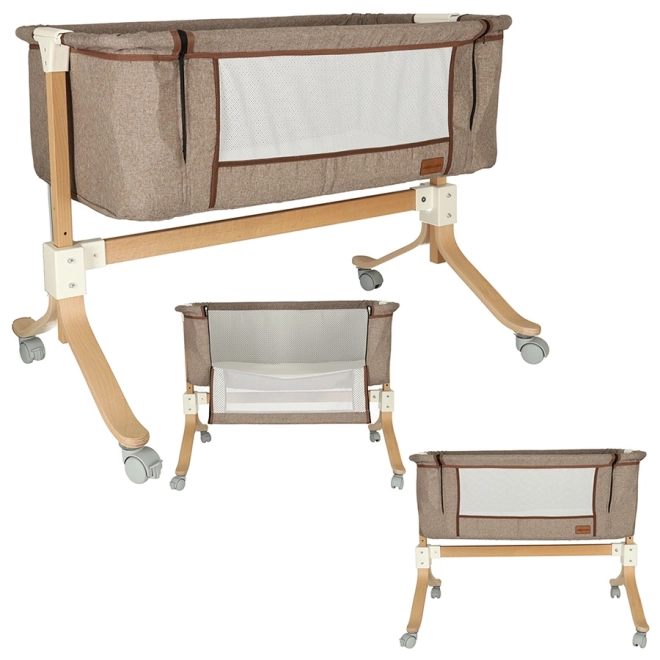 Wooden Baby Co-Sleeper Crib with Wheels