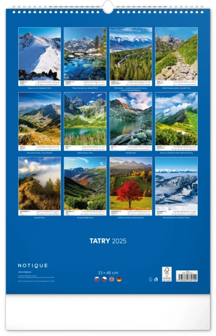 Wall Calendar of Tatra Mountains 2025