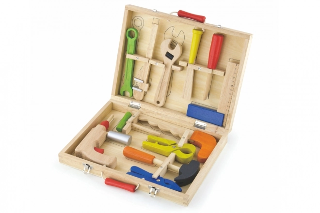 Wooden Tool Set in Carrying Case