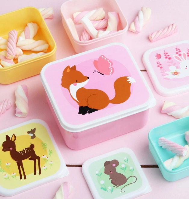 A little lovely company - snack box set - woodland friends - pink