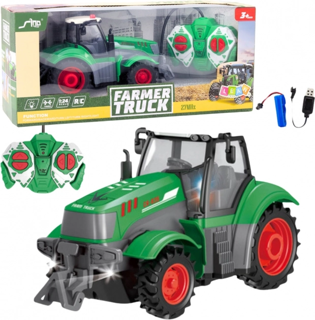 Trattore telecomandato verde 1:24
