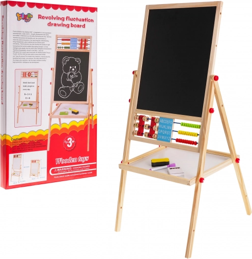 Wooden double-sided kids' board 3+ magnetic and chalk with accessories