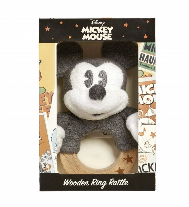 Mickey Mouse Wooden Plush Rattle