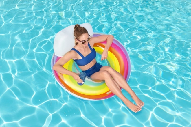 Rainbow Swim Ring with Headrest