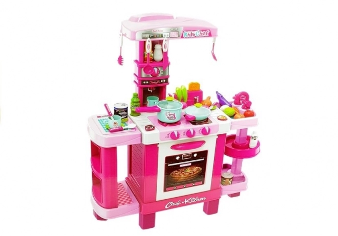 Large Pink Kids Kitchen Set with Toaster and Coffee Maker