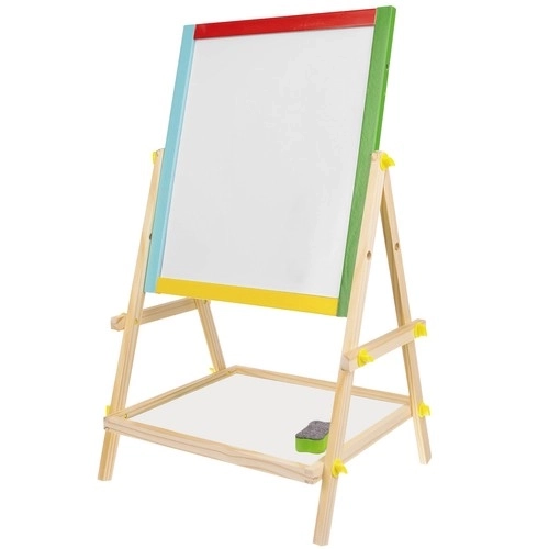 Children's Wooden Double-Sided Rotating Chalkboard and Whiteboard