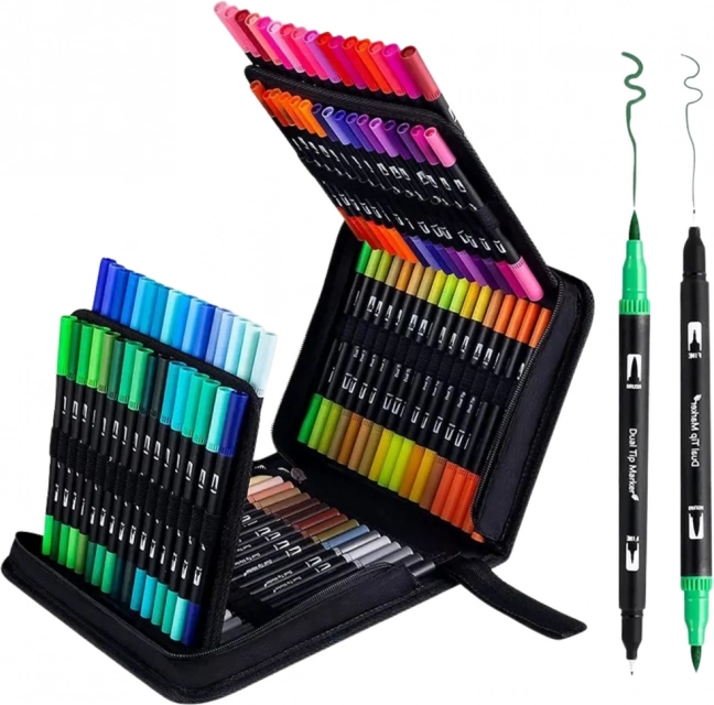 Set of Colorful Double-Ended Waterproof Markers 120 Pieces