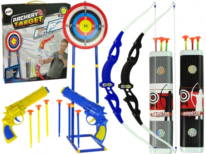 Archery Set with Target Stand and Pistol