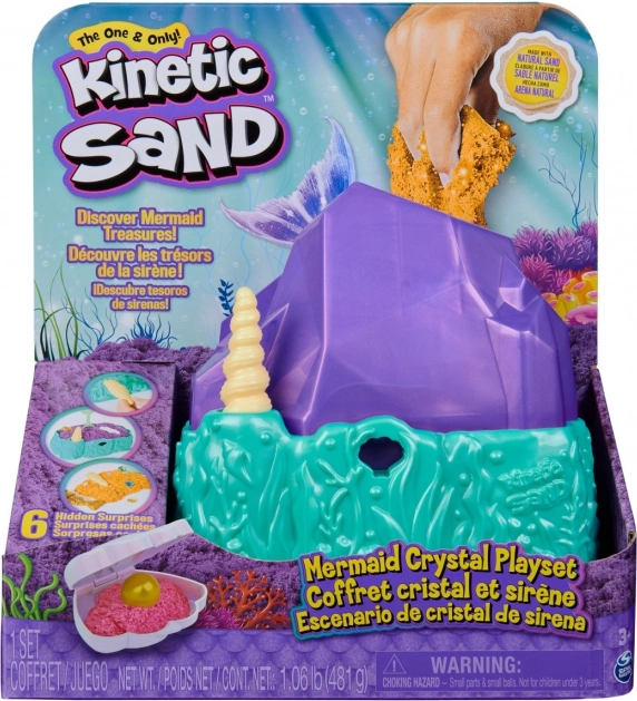 Kinetic Sand zeemeermin – glinsterende set met kristaldoos, 480 g