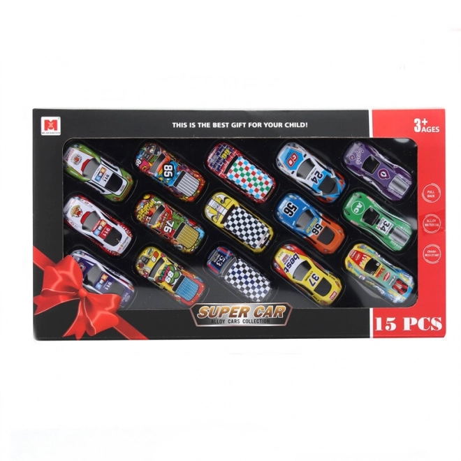 Colorful Pull-Back Toy Car Set 15 Pieces