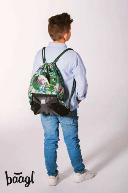 Baagl 3 Piece Set - Shelly Dinosaurs Backpack, Pencil Case, and Bag