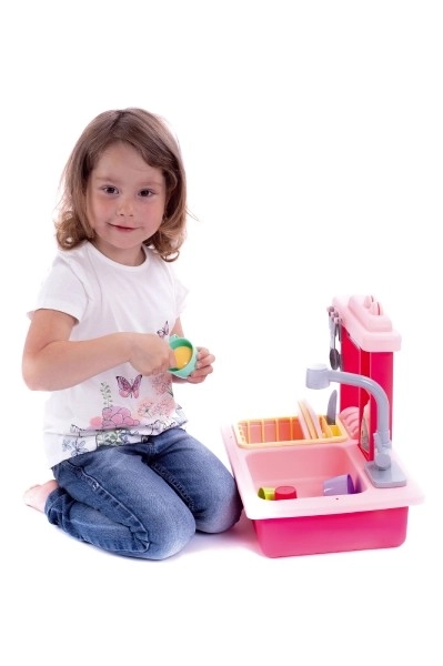 Pink Dishwashing Sink with Faucet Toy Set