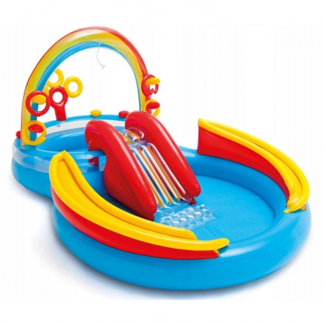 Children's Play Center Pool with Slide and Rainbow Shower