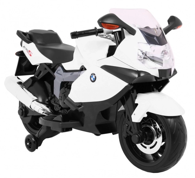 BMW K1300S Children's Battery Motorcycle White + Training Wheels + Sounds, Lights + Slow Start