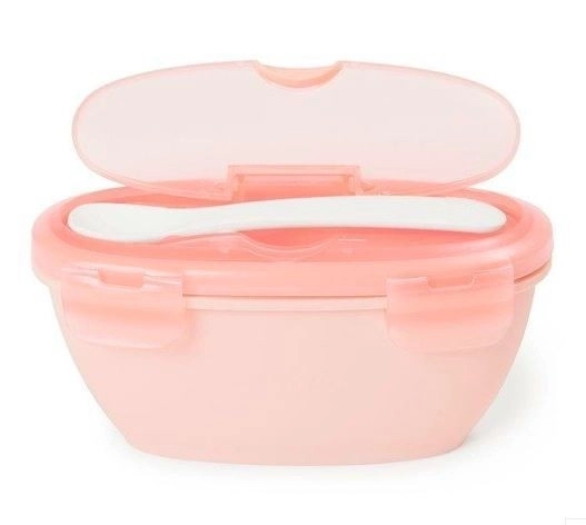 Container and Spoon Set Easy-Serve Grey/Soft Coral