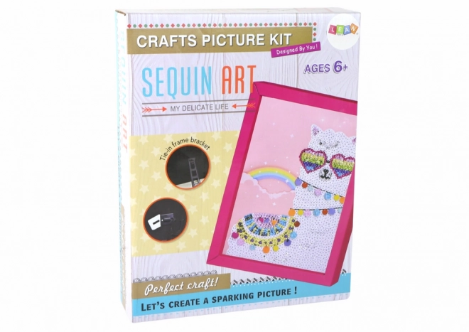 DIY Sequin Pin Frame Kit - Colorful Lama Design