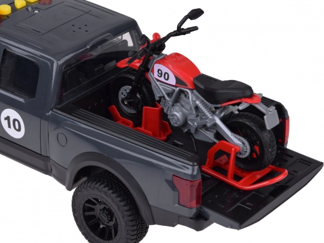 Pickup and Motorcycle Toy Set with Sound and Lights