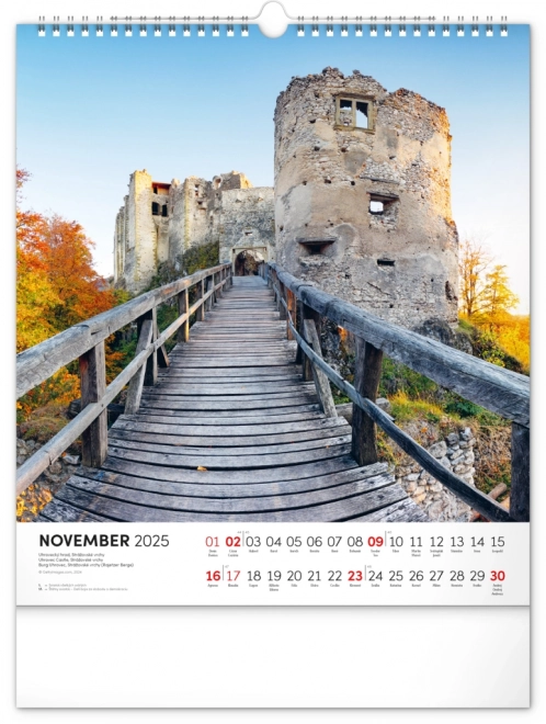 Wall Calendar Notable Sites of Slovakia 2025