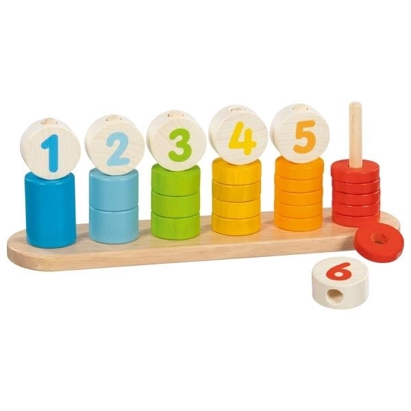 Puzzle with Numbers and Faces on Pegs