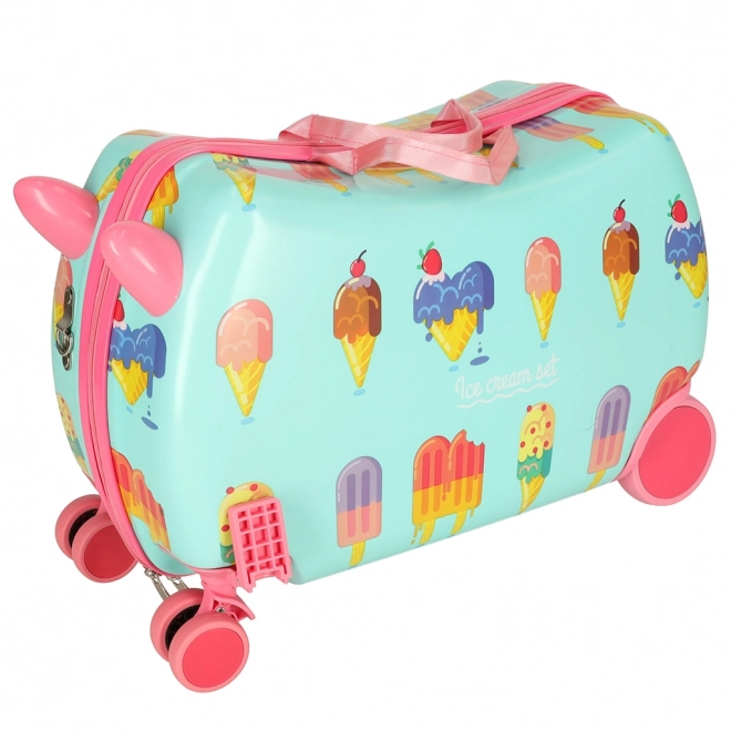 Kids Rolling Luggage with Ice Cream Design