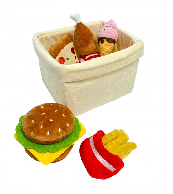 Plush Fast Food Basket Toy Set