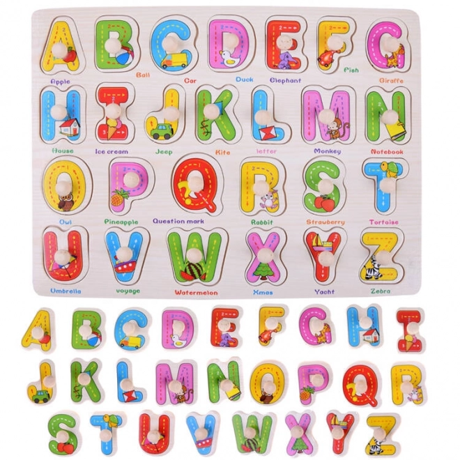 Wooden Alphabet Board with Colorful Letters