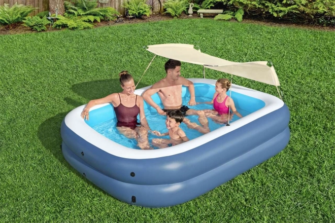 Family Inflatable Pool with UV Protection and Movable Canopy