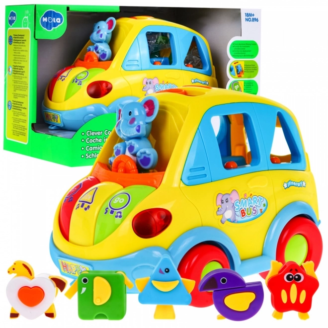 Interactive Smart Bus for Kids 18m+ with Sounds, Lights, Shape Sorter, and Transforming Blocks