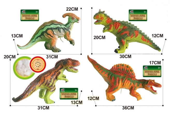 Zachte dinosaurus 38 cm - 4 soorten