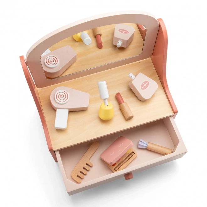 Holz-Kosmetiktisch für Kinder mit Zubehör