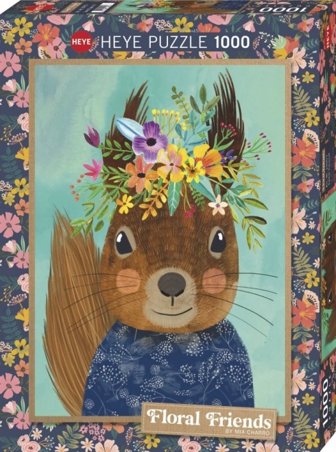 Floral friends puzzle with squirrel by Mia Charro