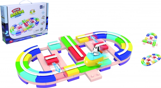 Buildable Race Track with Puppy and Cart