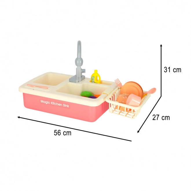 Sink Play Set with Real Water and Accessories - Pink