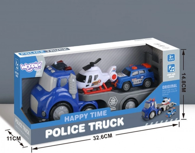 Woopie Modrý Policejní Vlek City Truck se Světelnými a Zvukovými Efekty