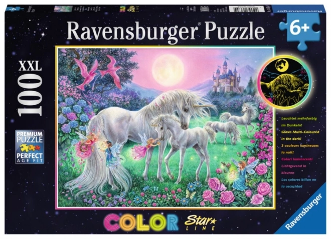 Glowing Unicorns Under Full Moon Puzzle