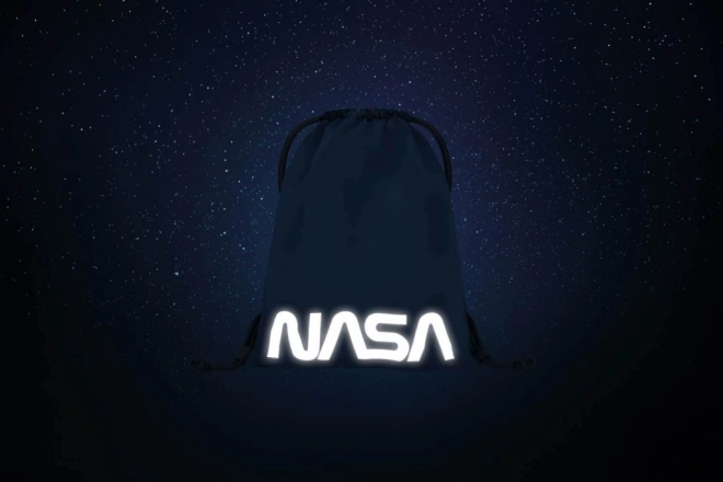 Baagl drawstring backpack with glowing NASA logo