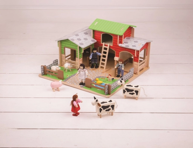 Wooden Cobblestone Farm Playset