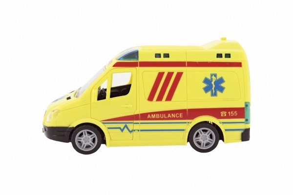 Plastic 20cm Friction-Powered Ambulance with Lights and Sounds