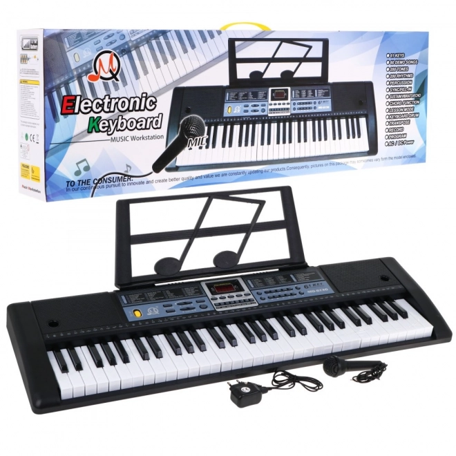 Children's Keyboard Instrument with 61 Keys with Fashion Functions for Learning and Microphone