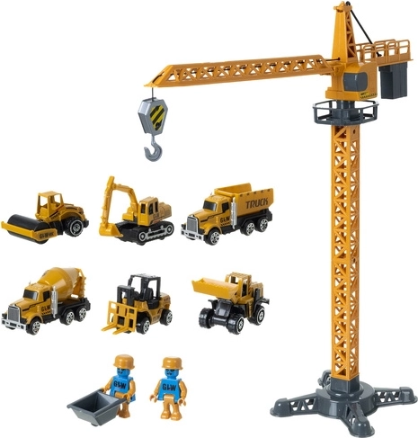 Functional tower crane and interactive elements